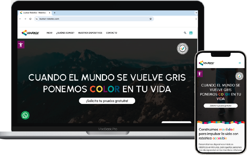 Vista en portátil y móvil de un sitio web