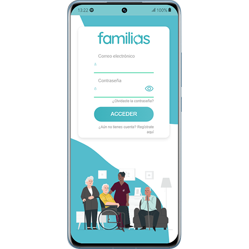 vista en móvil de app families